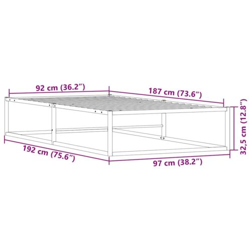 Bed Frame Black 92x187cm Single Metal - Image 9