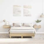 Bed Frame No Mattress Sonoma Oak 135x190cm Engineered Wood