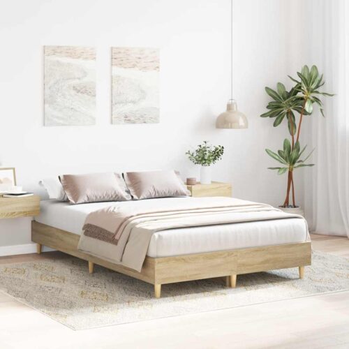 Bed Frame No Mattress Sonoma Oak 135x190cm Engineered Wood - Image 3