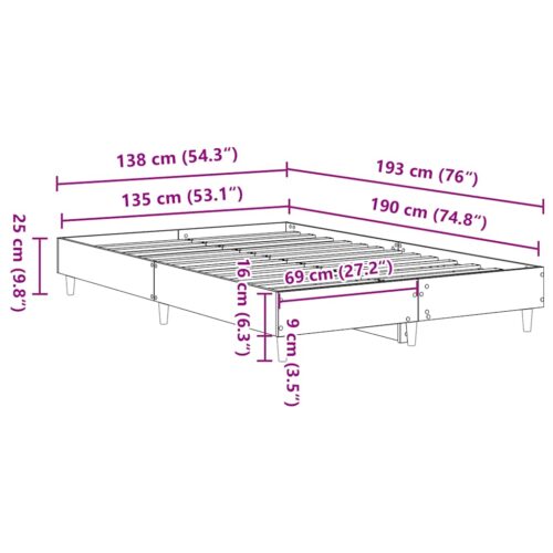 Bed Frame No Mattress Sonoma Oak 135x190cm Engineered Wood - Image 10