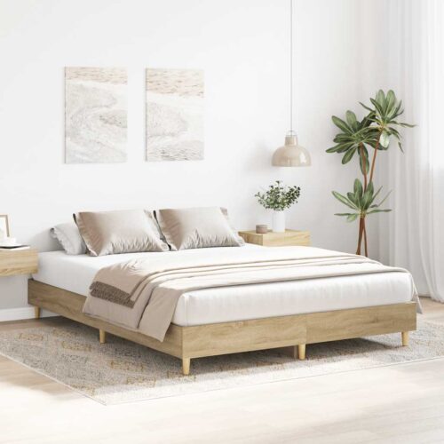 Bed Frame No Mattress Sonoma Oak 150x200cm Engineered Wood - Image 3