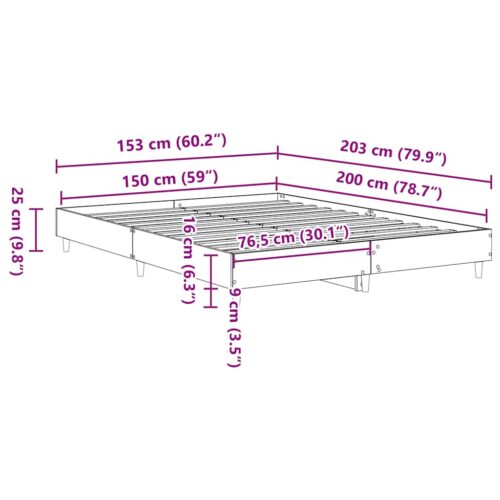 Bed Frame No Mattress Sonoma Oak 150x200cm Engineered Wood - Image 10