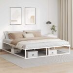 Bed Frame White 183x203cm King Metal