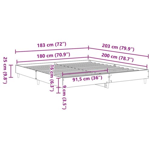 Bed Frame Sonoma Oak 180x200cm Engineered Wood - Image 9