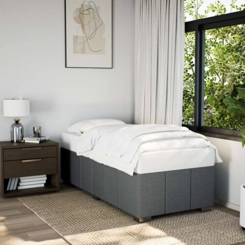 Bed Frame Dark Grey 90x190cm Fabric