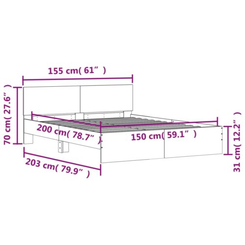 Bed Frame Black 150x200cm - Image 10