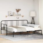 Daybed with Trundle Black 92x187cm Single Metal