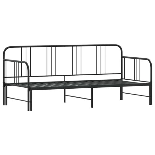 Daybed with Trundle Black 92x187cm Single Metal - Image 5