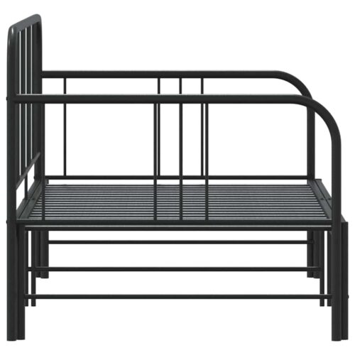 Daybed with Trundle Black 92x187cm Single Metal - Image 7