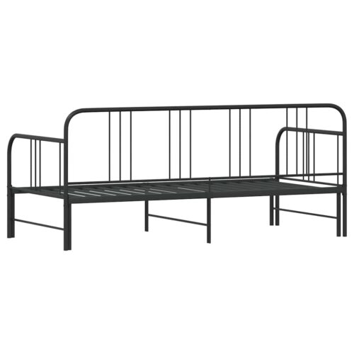 Daybed with Trundle Black 92x187cm Single Metal - Image 8