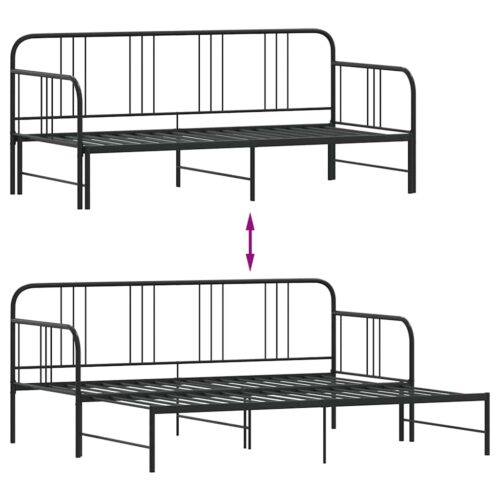 Daybed with Trundle Black 92x187cm Single Metal - Image 9