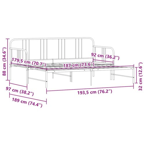 Daybed with Trundle Black 92x187cm Single Metal - Image 11