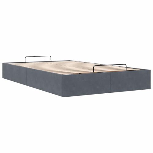 Ottoman Storage Bed Frame No Mattress Dark Grey King Single Velvet - Image 6