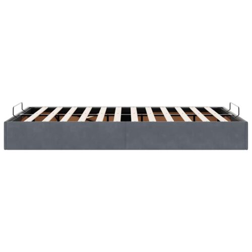 Ottoman Storage Bed Frame No Mattress Dark Grey King Single Velvet - Image 8