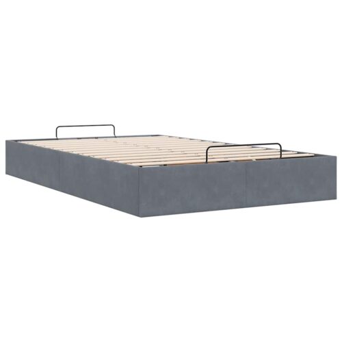 Ottoman Storage Bed Frame No Mattress Dark Grey King Single Velvet - Image 9