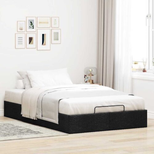 Ottoman Storage Bed Frame Black King Single Fabric - Image 3