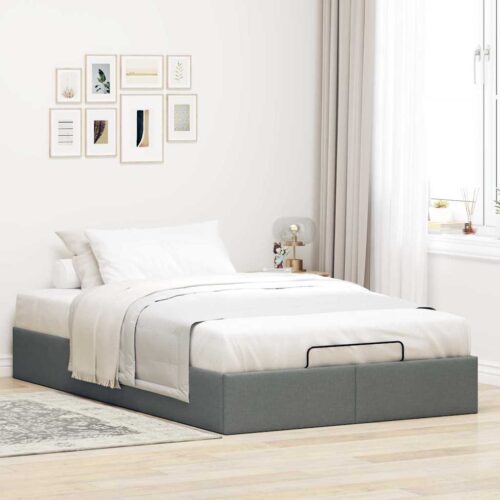 Ottoman Storage Bed Frame Dark Grey King Single Fabric - Image 3