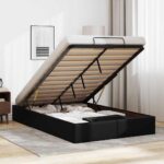 Ottoman Storage Bed Frame Black King Single Faux Leather
