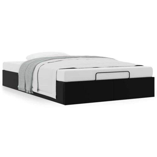 Ottoman Storage Bed Frame Black King Single Faux Leather - Image 4