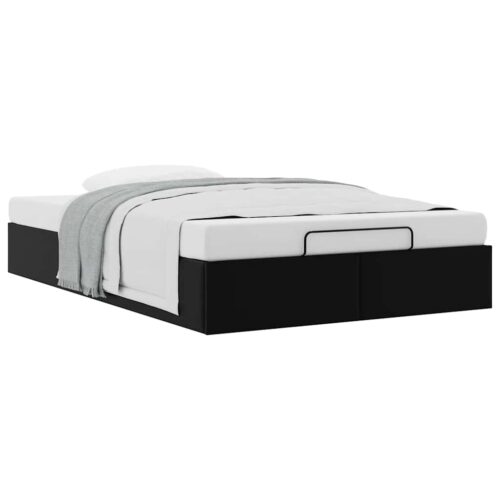 Ottoman Storage Bed Frame Black King Single Faux Leather - Image 5