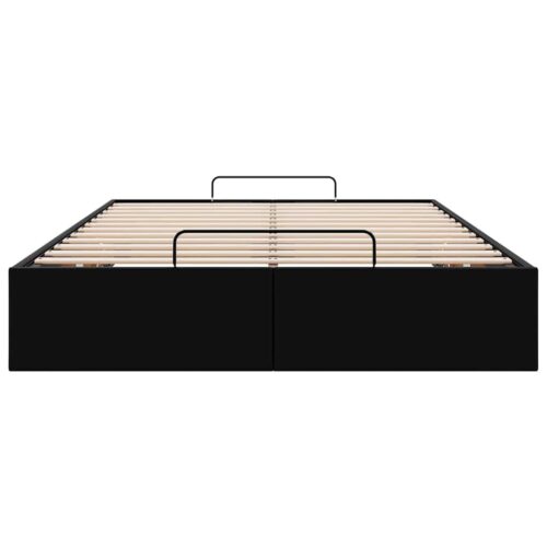 Ottoman Storage Bed Frame Black King Single Faux Leather - Image 7