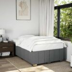 Bed Frame Dark Grey Double Fabric