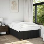 Bed Frame Black Double Fabric