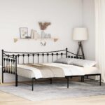 Daybed with Trundle Black 92x187cm Single Metal