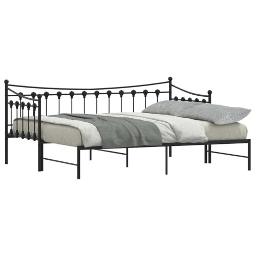 Daybed with Trundle Black 92x187cm Single Metal - Image 2
