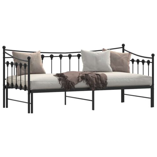 Daybed with Trundle Black 92x187cm Single Metal - Image 3