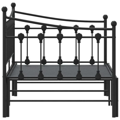 Daybed with Trundle Black 92x187cm Single Metal - Image 7