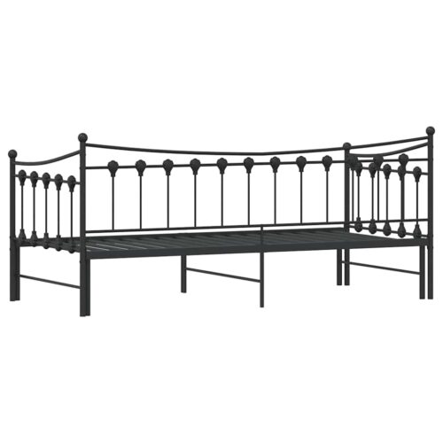 Daybed with Trundle Black 92x187cm Single Metal - Image 8