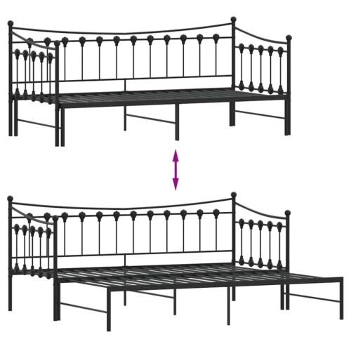 Daybed with Trundle Black 92x187cm Single Metal - Image 9