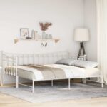 Daybed with Trundle White 92x187cm Single Metal