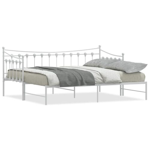 Daybed with Trundle White 92x187cm Single Metal - Image 2