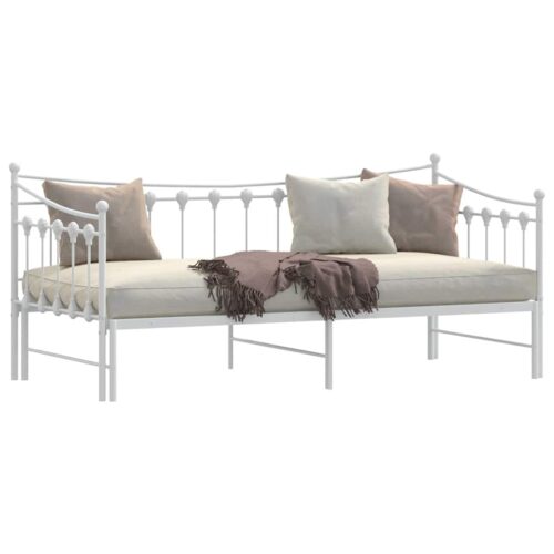 Daybed with Trundle White 92x187cm Single Metal - Image 3