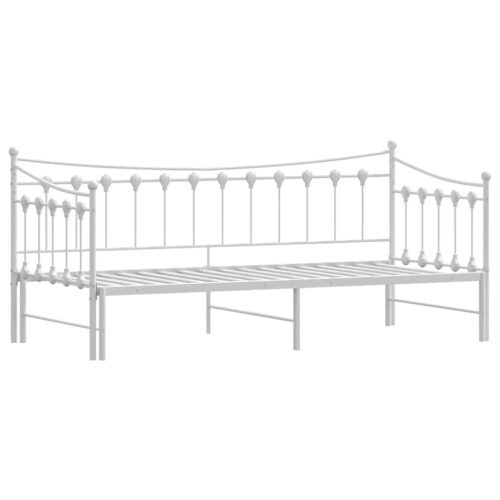 Daybed with Trundle White 92x187cm Single Metal - Image 5