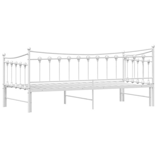 Daybed with Trundle White 92x187cm Single Metal - Image 8