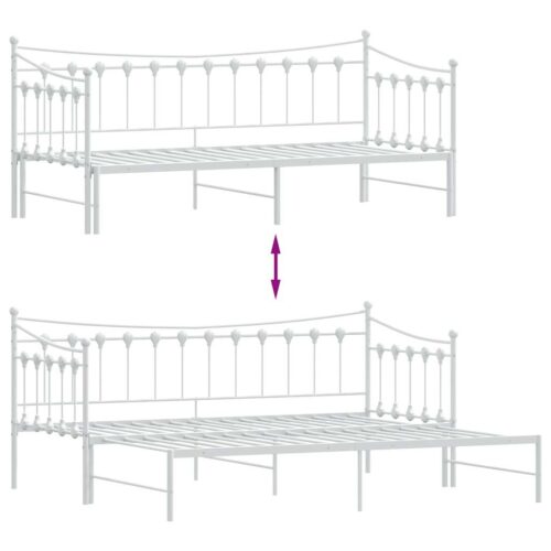 Daybed with Trundle White 92x187cm Single Metal - Image 9