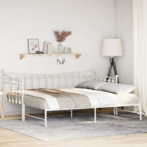 Daybed with Trundle White 92x187cm Single Metal - Image 12