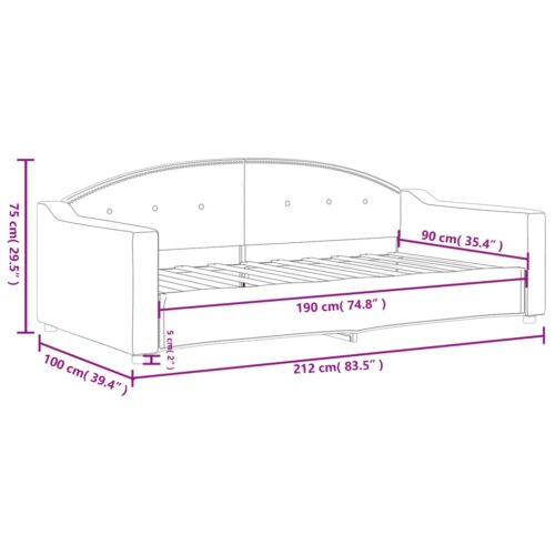 Day Bed Dark Grey 90x190cm Fabric - Image 8