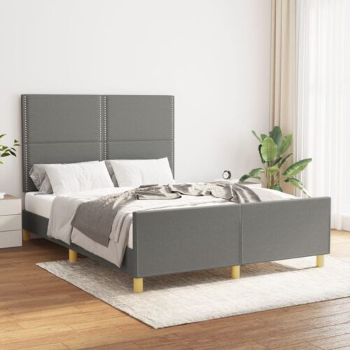 Bed Frame Dark Grey 137x187cm Double Fabric