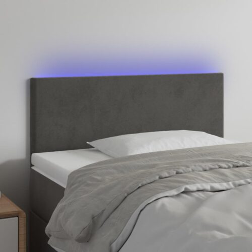 LED Headboard Dark Grey 100cm Velvet