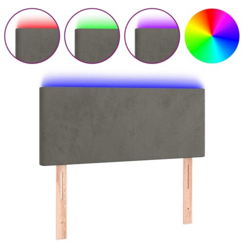 LED Headboard Dark Grey 100cm Velvet - Image 2