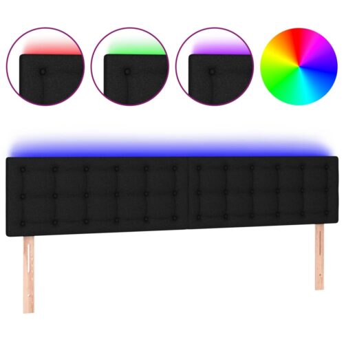 LED Headboard Black 160cm Fabric - Image 2