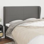 Headboard with Ears Dark Grey 163cm Fabric