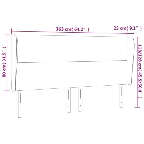 Headboard with Ears Dark Grey 163cm Fabric - Image 9