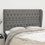 Headboard with Ears Dark Grey 147cm Fabric