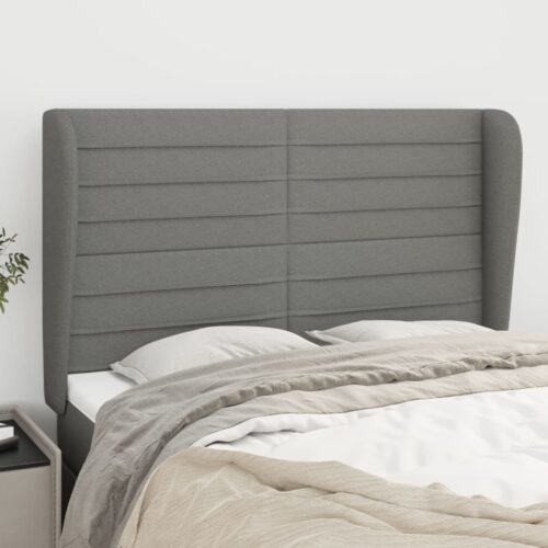 Headboard with Ears Dark Grey 147x23x118 128cm Fabric