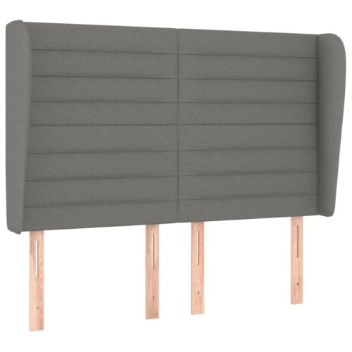 Headboard with Ears Dark Grey 147x23x118 128cm Fabric - Image 2